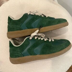Verbenas Forest Green Suede Sneakers with Gum Sole